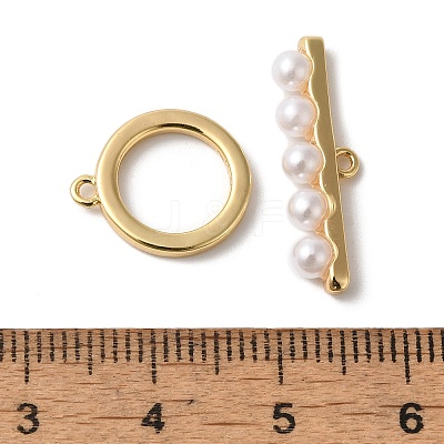 Brass with ABS Imitation Pearl Toggle Clasps KK-N254-89G-1