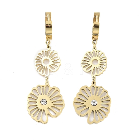 Hollow Flower 304 Stainless Steel Dangle Earrings EJEW-L283-089G-1