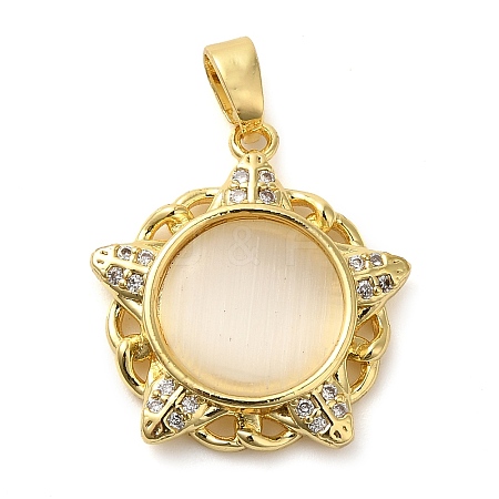 Brass Micro Pave Cubic  Pendants KK-M099-07G-1