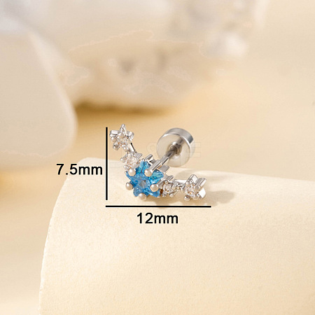 Brass Pave Cubic Zirconia Star Cartilage Earrings FS-WG0D3BD-04-1