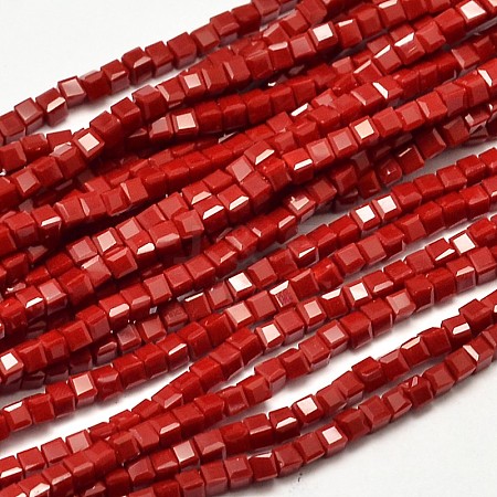 Faceted Cube Glass Beads Strands X-EGLA-J133-C02-1