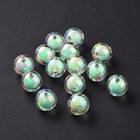 UV Plating Rainbow Iridescent Acrylic Beads OACR-P014-05C-1