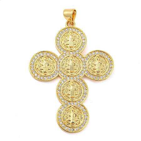 Cross Brass Micro Pave Cubic Zirconia Pendants KK-Q796-01G-1