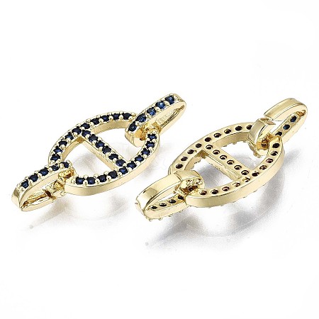 Real 16K Gold Plated Brass Micro Pave Cubic Zirconia Links Connectors KK-S061-89B-G-NR-1