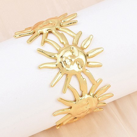 304 Stainless Steel Cuff Bangles for Women BJEW-P363-08G-1