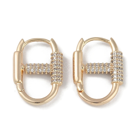 Carabiner Brass Micro Pave Clear Cubic Zirconia Hoop Earrings EJEW-L292-012G-1