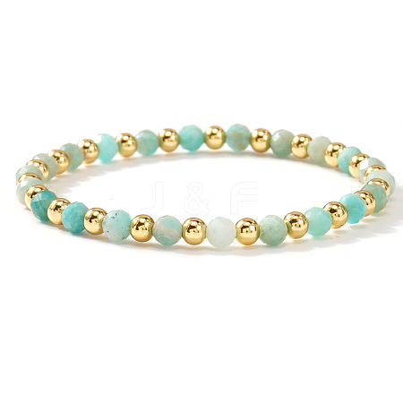 Natural Amazonite Beaded Stretch Bracelets TU5709-16-1