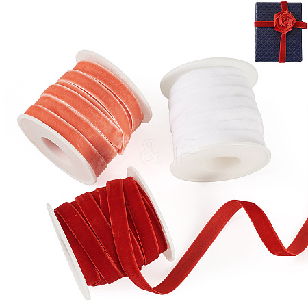 30 Yards 3 Colors Single Face Velvet Ribbon SRIB-TA0001-33A-1