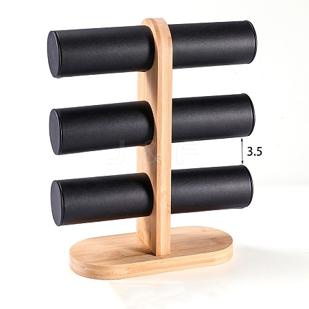 T Bar Bracelet Display Stands with Wooden Base PW-WGF80C7-03-1