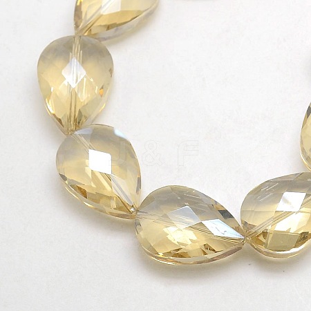 Electroplate Crystal Glass Teardrop Beads Strands X-EGLA-F067B-10-1