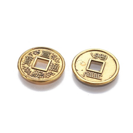 Feng Shui Alloy Coin Beads PALLOY-E534-20AG-1