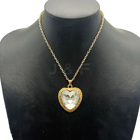 Fashion Heart Alloy Crystal Rhinestone Pendant Necklaces IO7140-3-1