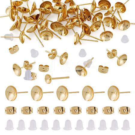 50Pcs Brass Earring Settings KK-TA0008-38A-1