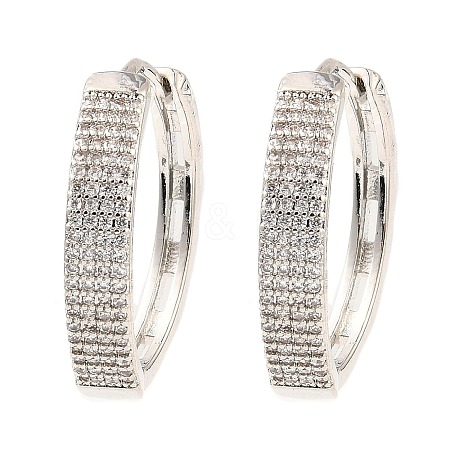 Brass Cubic Zirconia Hoop Earrings EJEW-D078-21P-1
