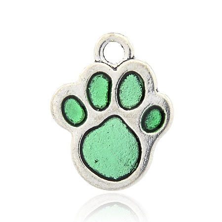 Antique Silver Alloy Enamel Dog Paw Print Pendants ENAM-M023-02-1