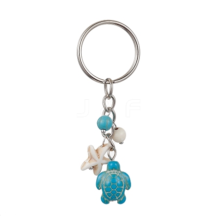Turtle & Starfish Synthetic Turquoise Pendant Keychains KEYC-JKC00628-01-1