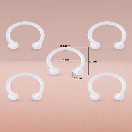 5Pcs Acrylic Round Ball Circular/Horseshoe Barbell Nose Rings WG9532E-09-1