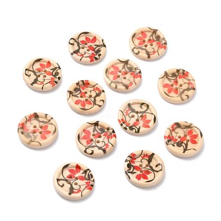 4-hole Basic Sewing Button with Painted Flower Patterns NNA0ZBD-1