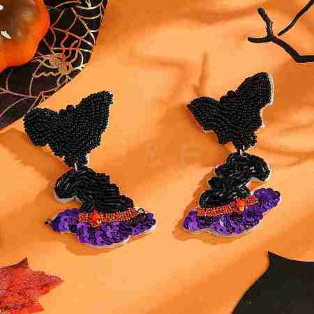 Bat Hat Glass Bead Stud Earrings XR9270-1