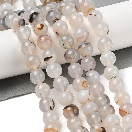 Natural Dendritic Agate Beads Strands G-A248-A07-02-1