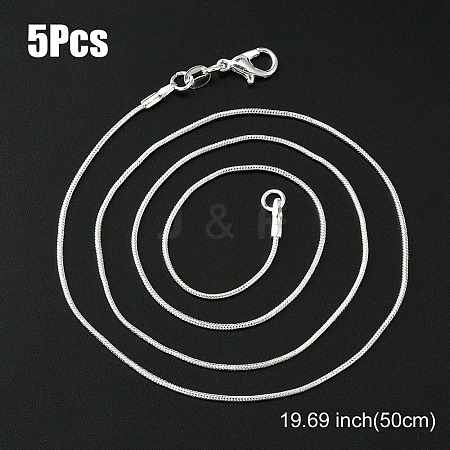 Brass Round Snake Chain Necklace with Lobster Claw Clasps MAK-YW0001-15C-1
