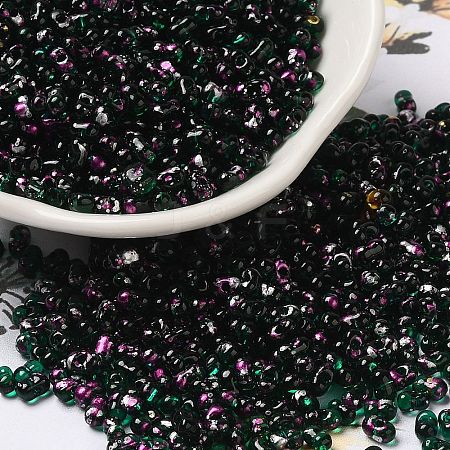 Spray Painted Glass Seed Beads SEED-F005-10A-04-1