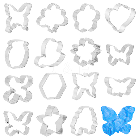 15Pcs 15 Style 430 Stainless Steel Cookie Cutters DIY-PH0010-18-1