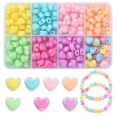 240Pcs 8 Colors Heart Acrylic Beads TACR-YW0001-92-1