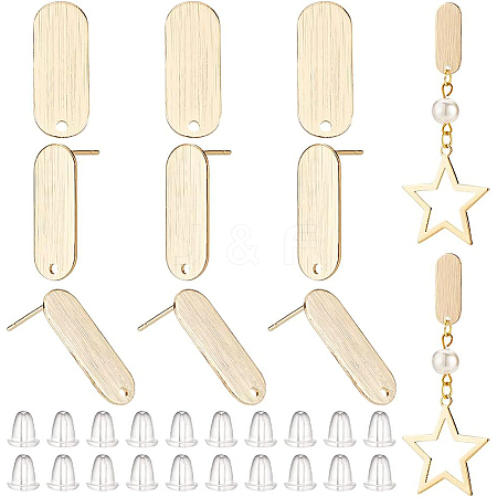 BENECREAT 16Pcs Brass Stud Earring Findings KK-BC0009-02-1