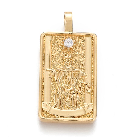 Brass Micro Pave Clear Cubic Zirconia Pendants ZIRC-Z004-01T-1