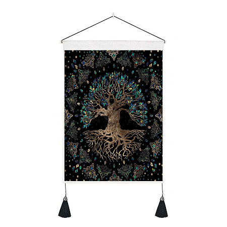 Polyester Tree of Life Pattern Wall Hanging Tapestry TREE-PW0001-95G-1