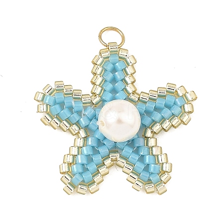 MIYUKI Glass Seed Beaded & Shell Pearl Pendants PALLOY-MZ01378-02-1