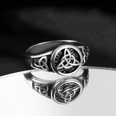 Round with Knot Pattern Brass Finger Rings FS-WG1EEAC-05-1