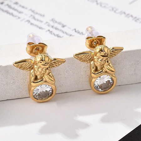 304 Stainless Steel Stud Earrings EJEW-R026-02G-1