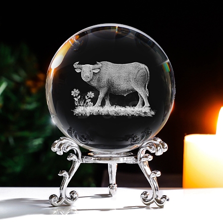 Inner Carving 12 Chinese Zodiac Signs Glass Crystal Ball Diaplay Decoration PW-WG32D61-03-1