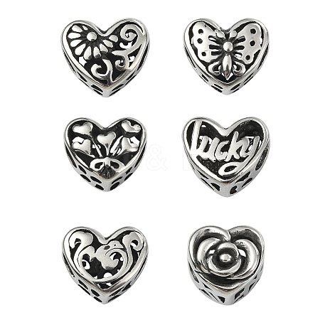 6Pcs 6 Styles 316 Surgical Stainless Steel European Beads STAS-CJ0002-69-1