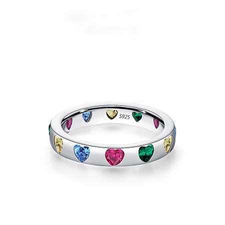 925 Sterling Silver Micro Pave Colorful Cubic Zirconia Finger Rings FS-WGC9F63-15-1