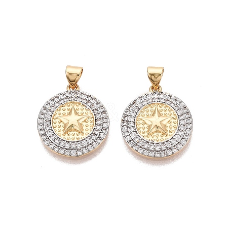 Brass Micro Pave Clear Cubic Zirconia Pendants KK-N287-44GP-04-1