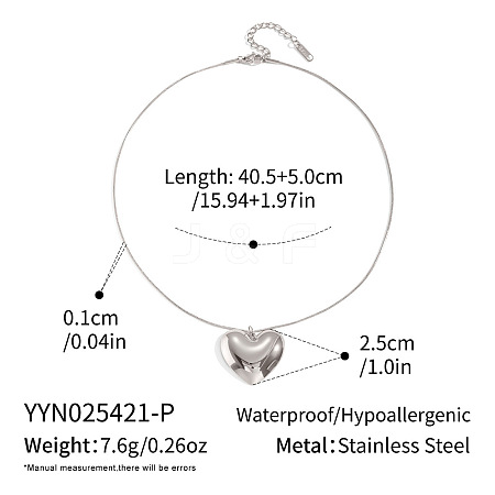 304 Stainless Steel Heart Pendant Necklaces for Women AR9427-2-1