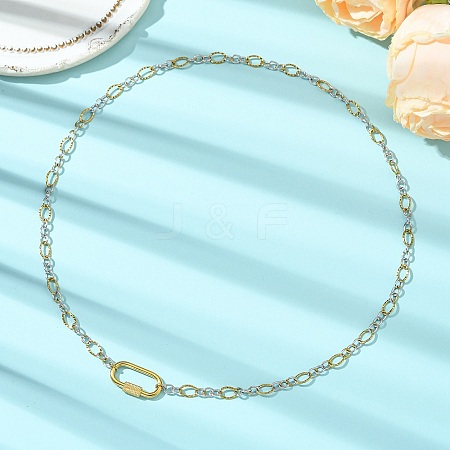 5MM Two Tone 304 Stainless Steel Textured Figaro Chain Necklaces NJEW-JN06466-02-1