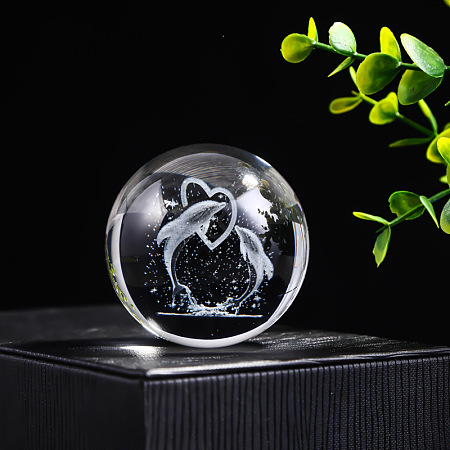 Inner Carving Glass Crystal Ball Diaplay Decoration PW-WGF6175-08-1