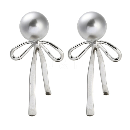 Bowknot Brass Stud Earrings EJEW-P296-02P-1