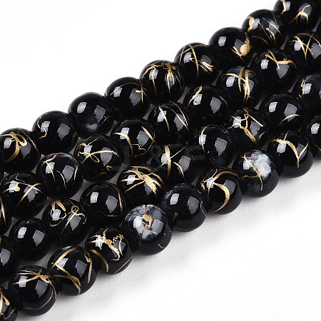 Baking Paint Glass Beads Strands DGLA-N003-6mm-B10-1