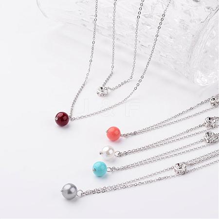 Stainless Steel Tiered Necklaces NJEW-JN01639-1
