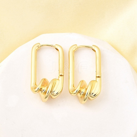 Rectangle Brass Hoop Earrings EJEW-Z121-08G-1