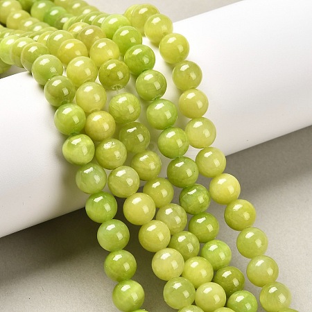 Natural Dyed Yellow Jade Gemstone Bead Strands G-R271-8mm-Y12-1