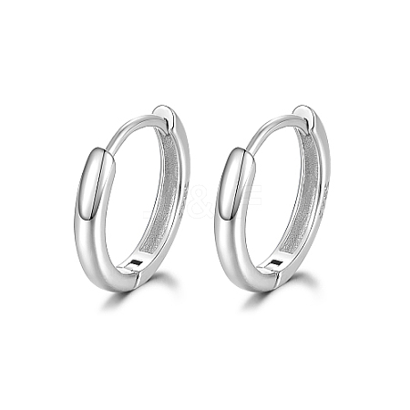 Rhodium Plated 925 Sterling Silver Huggie Hoop Earrings PN7654-4-1