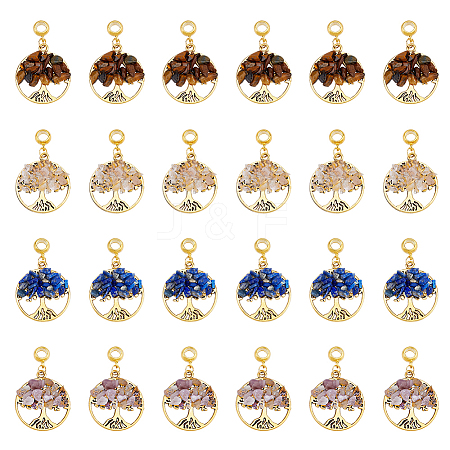 DICOSMETIC 32Pcs 4 Styles Natural Mixed Stone European Dangle Charms G-DC0001-14-1