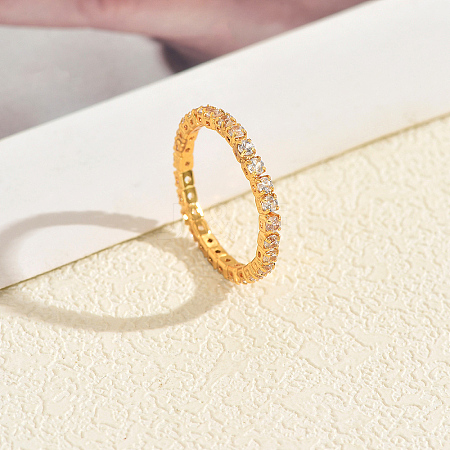 Brass Micro Pave Cubic Zirconia Finger Rings for Women HG4914-2-1