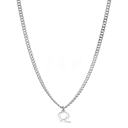 1Pc 304 Stainless Steel Letter Pendant Necklaces NJEW-LP0001-33Q-P-1
